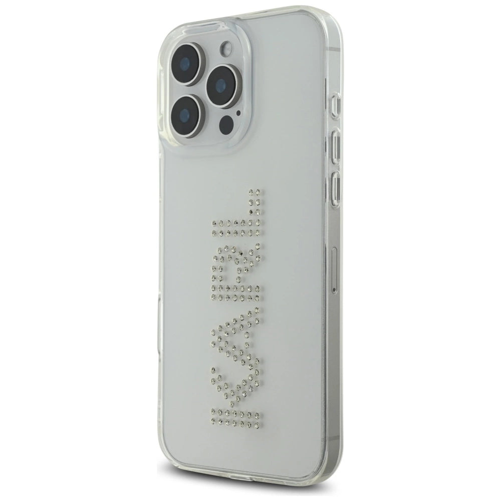 Karl Lagerfeld IML Rhinestones Logo iPhone 16 Pro Case - Clear_1