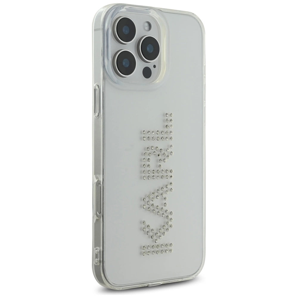 Karl Lagerfeld IML Rhinestones Logo iPhone 16 Pro Case - Clear_3