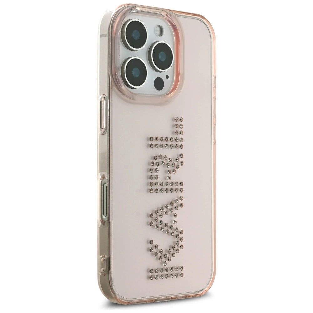 Karl Lagerfeld IML Rhinestones Logo iPhone 16 Pro Case - Pink_3
