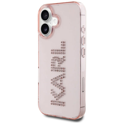 Karl Lagerfeld IML Rhinestones Logo iPhone 16 Case - Pink_1