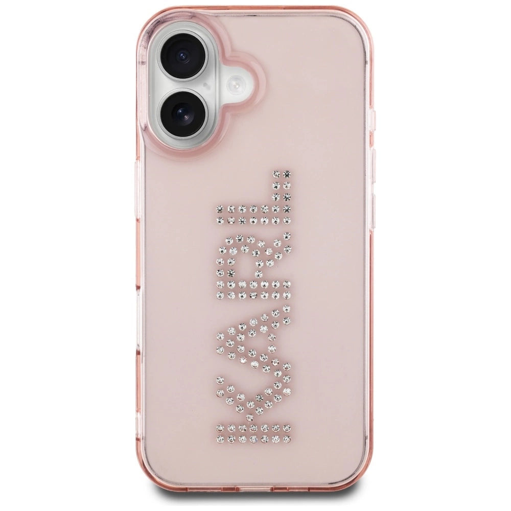 Karl Lagerfeld IML Rhinestones Logo iPhone 16 Case - Pink_2