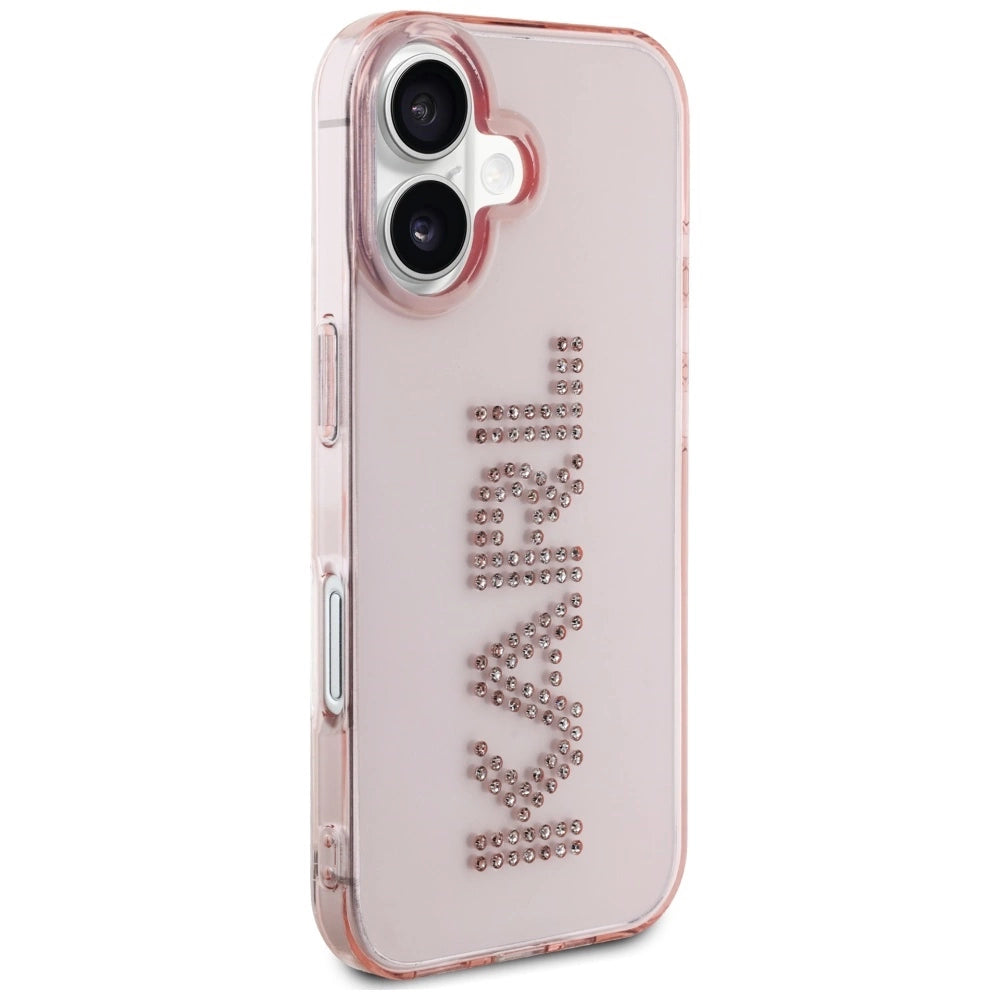 Karl Lagerfeld IML Rhinestones Logo iPhone 16 Case - Pink_3