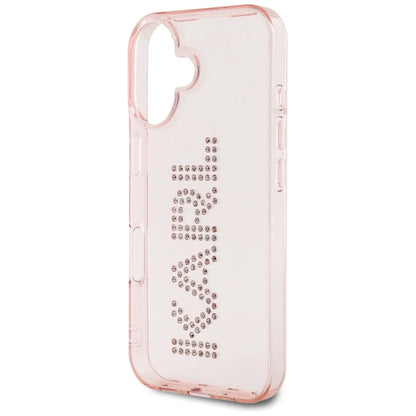 Karl Lagerfeld IML Rhinestones Logo iPhone 16 Case - Pink_5