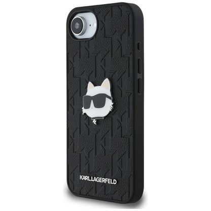 Karl Lagerfeld Monogram Choupette Head Pin iPhone 16e Case - Black_1