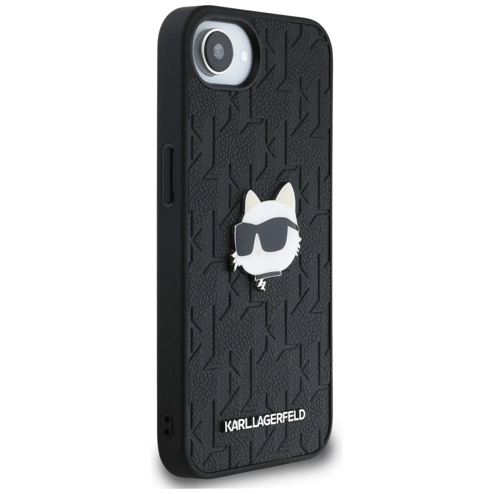 Karl Lagerfeld Monogram Choupette Head Pin iPhone 16e Case - Black_3