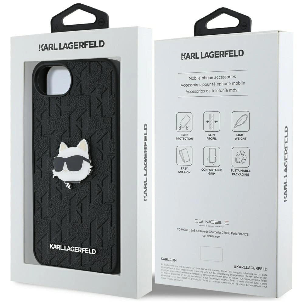 Karl Lagerfeld Monogram Choupette Head Pin iPhone 16e Case - Black_7