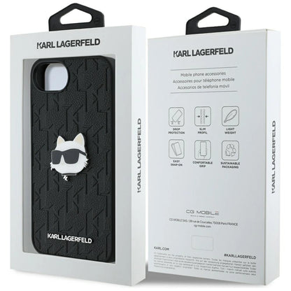 Karl Lagerfeld Monogram Choupette Head Pin iPhone 16e Case - Black_7