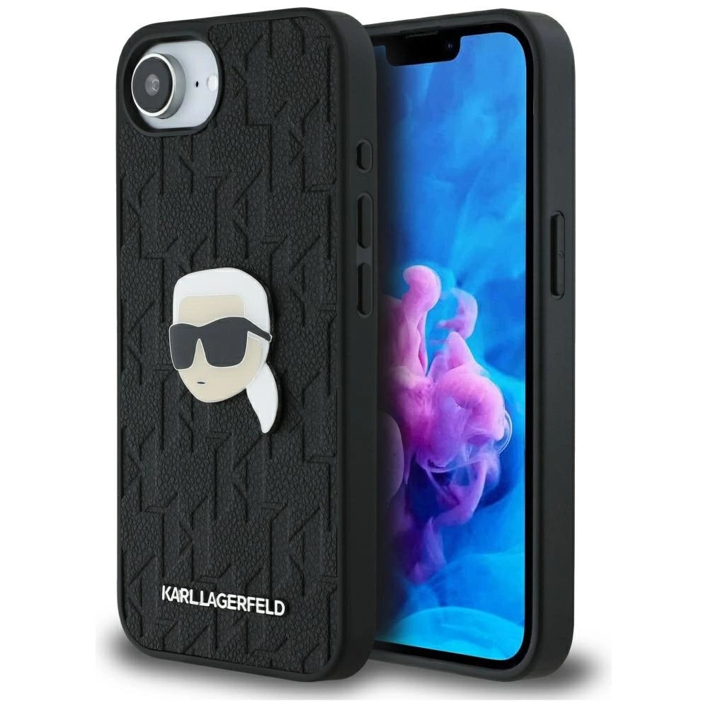 Karl Lagerfeld Monogram Karl Head Pin iPhone 16e Case - Black_0