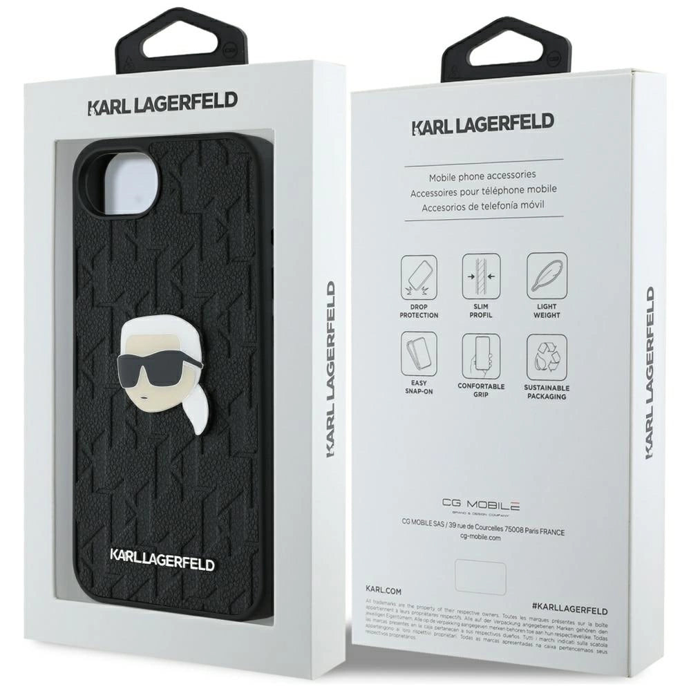 Karl Lagerfeld Monogram Karl Head Pin iPhone 16e Case - Black_7