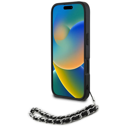 Karl Lagerfeld Saffiano Crystals w/Chain iPhone 16 Case - Black_3