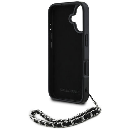 Karl Lagerfeld Saffiano Crystals w/Chain iPhone 16 Case - Black_5