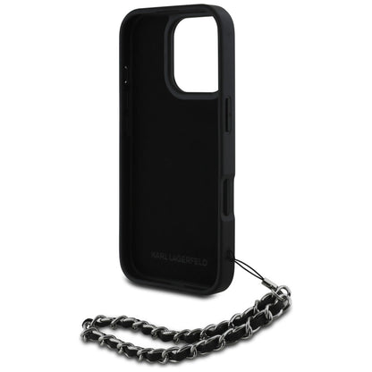 Karl Lagerfeld Saffiano Crystals w/Chain iPhone 16 Pro Max Case - Black_5