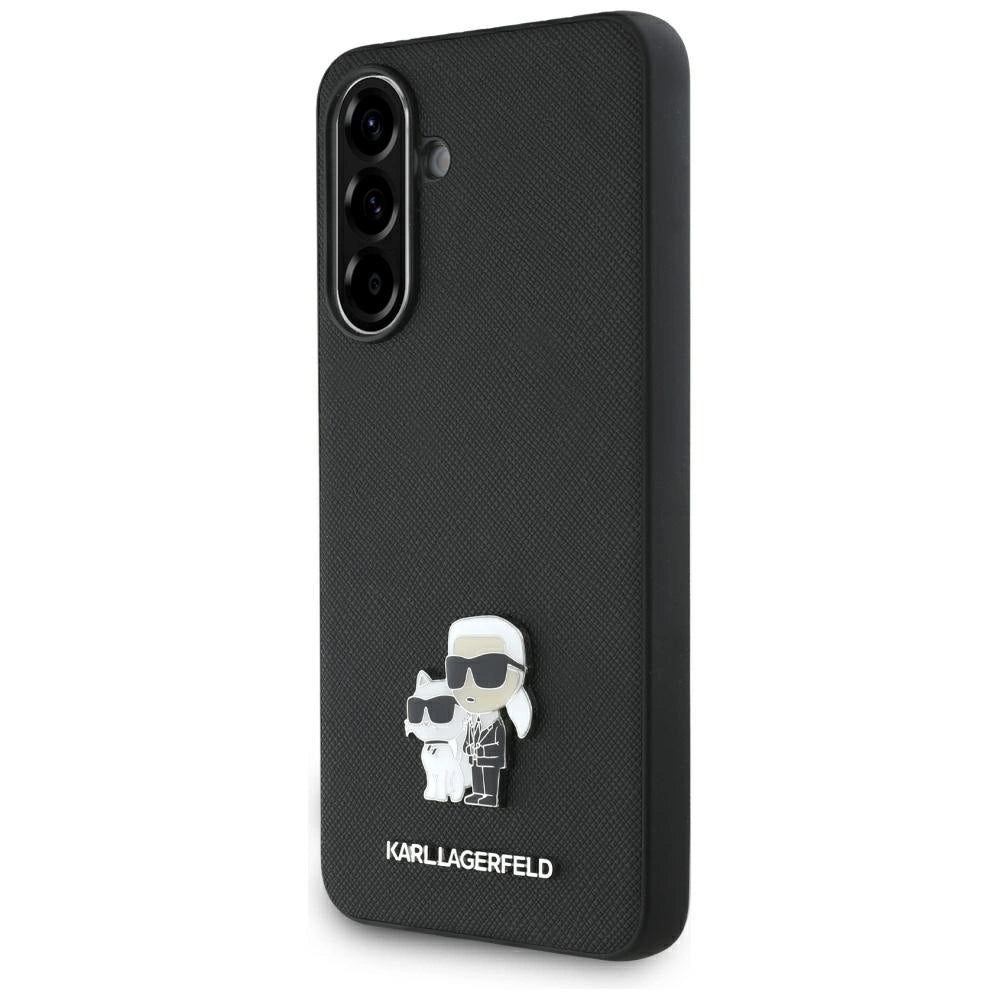 Karl Lagerfeld Saffiano Case w/ K&amp;C Metal Logo for Samsung Galaxy A36 - Black_0