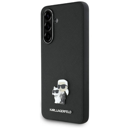 Karl Lagerfeld Saffiano Case w/ K&amp;C Metal Logo for Samsung Galaxy A36 - Black_0