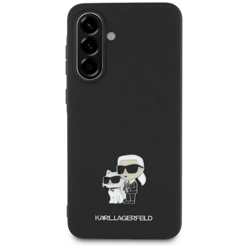 Karl Lagerfeld Saffiano Case w/ K&amp;C Metal Logo for Samsung Galaxy A36 - Black_1