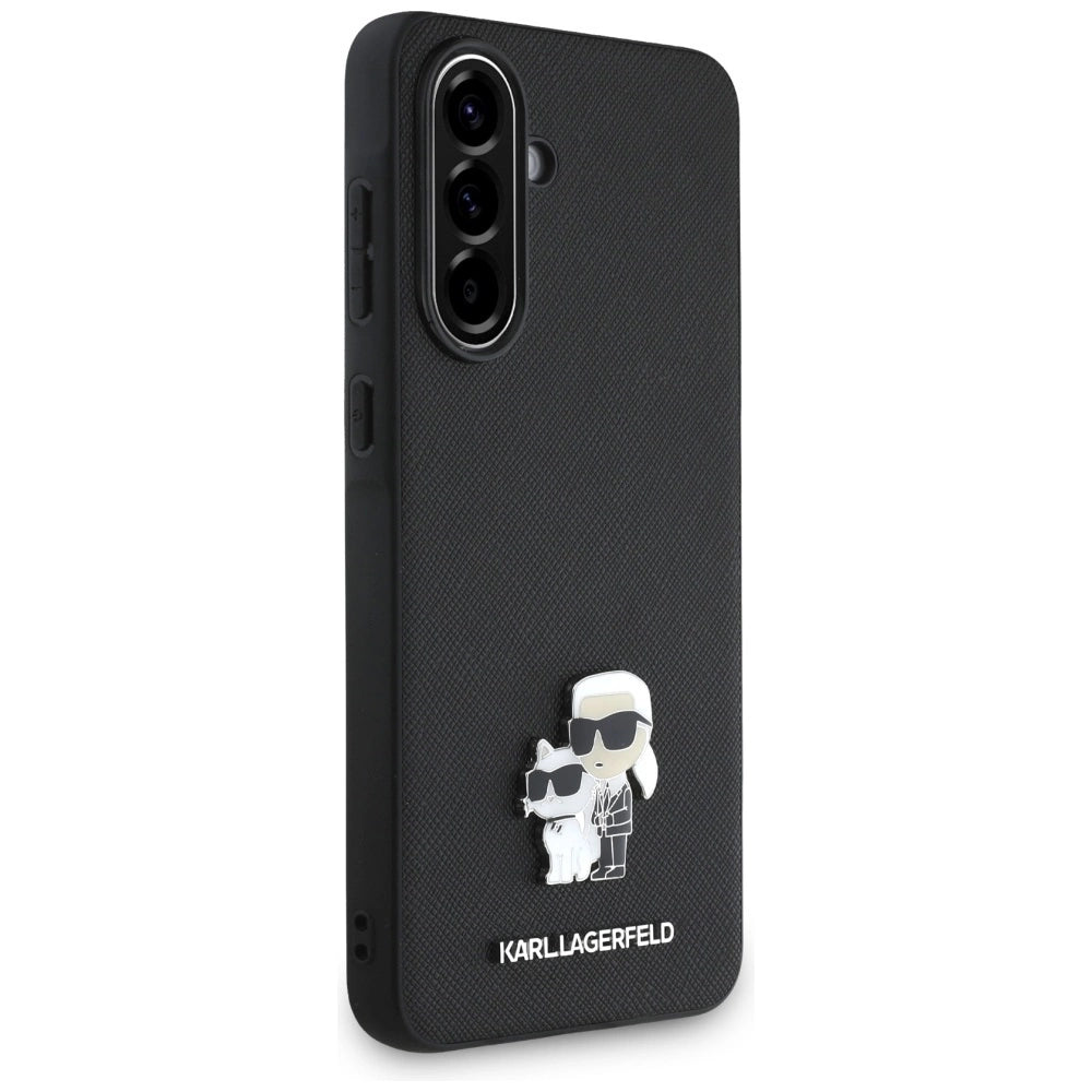 Karl Lagerfeld Saffiano Case w/ K&amp;C Metal Logo for Samsung Galaxy A36 - Black_2