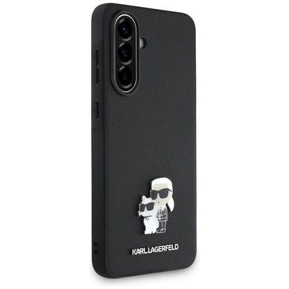 Karl Lagerfeld Saffiano Case w/ K&amp;C Metal Logo for Samsung Galaxy A36 - Black_2