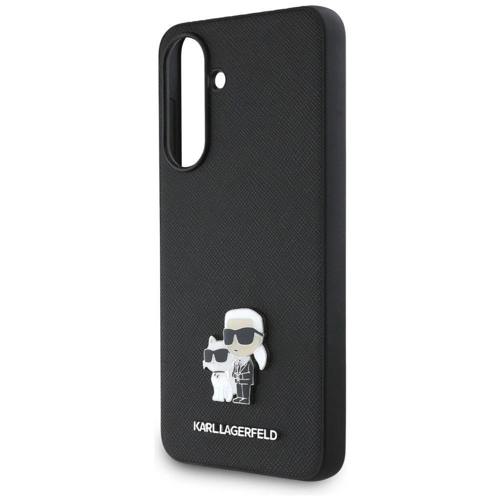 Karl Lagerfeld Saffiano Case w/ K&amp;C Metal Logo for Samsung Galaxy A36 - Black_4