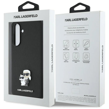 Karl Lagerfeld Saffiano Case w/ K&amp;C Metal Logo for Samsung Galaxy A36 - Black_6