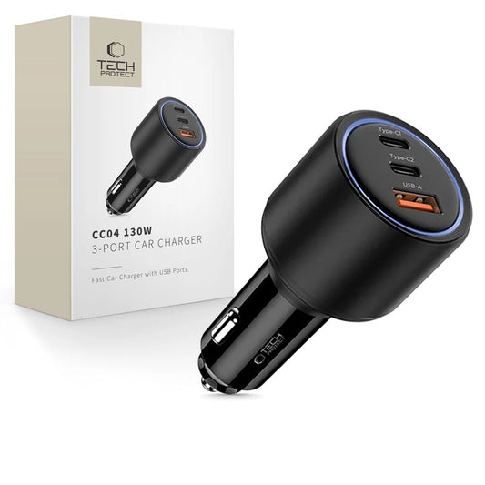 CC04 3-port PD130W car charger - black_0