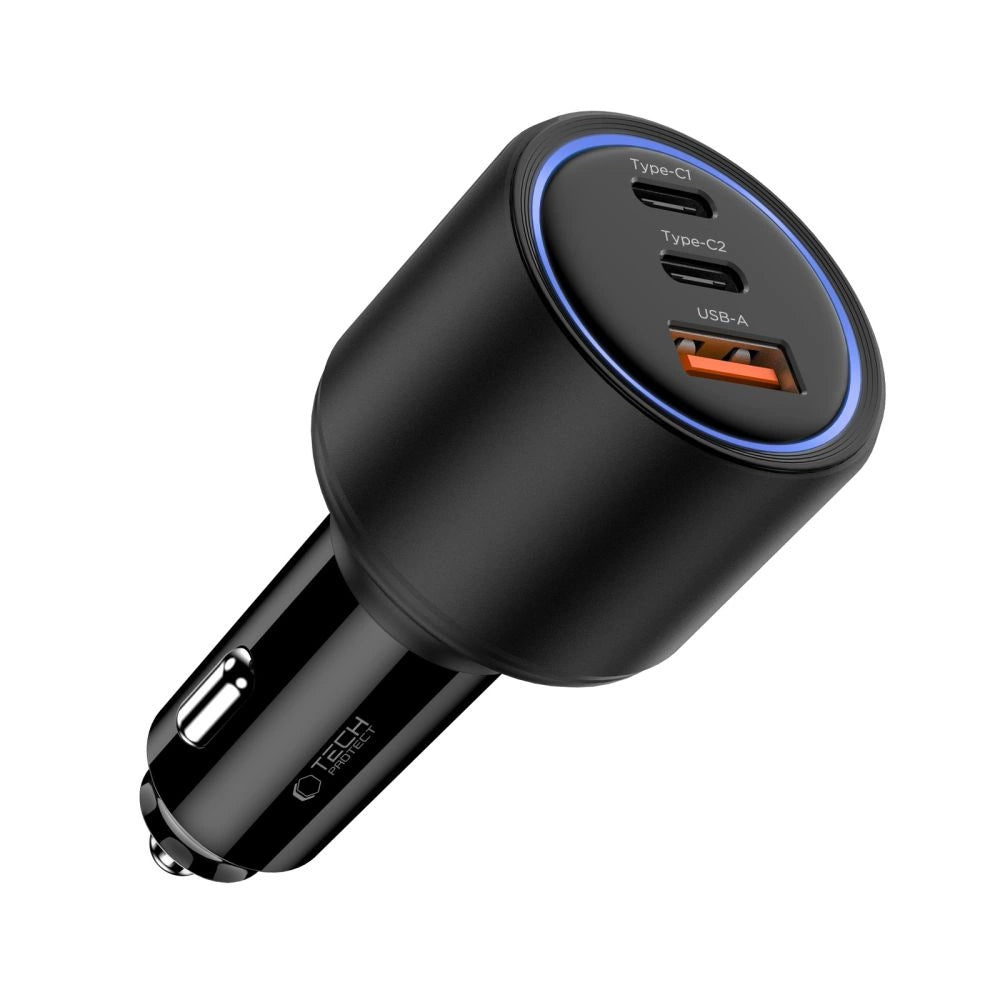 CC04 3-port PD130W car charger - black_1
