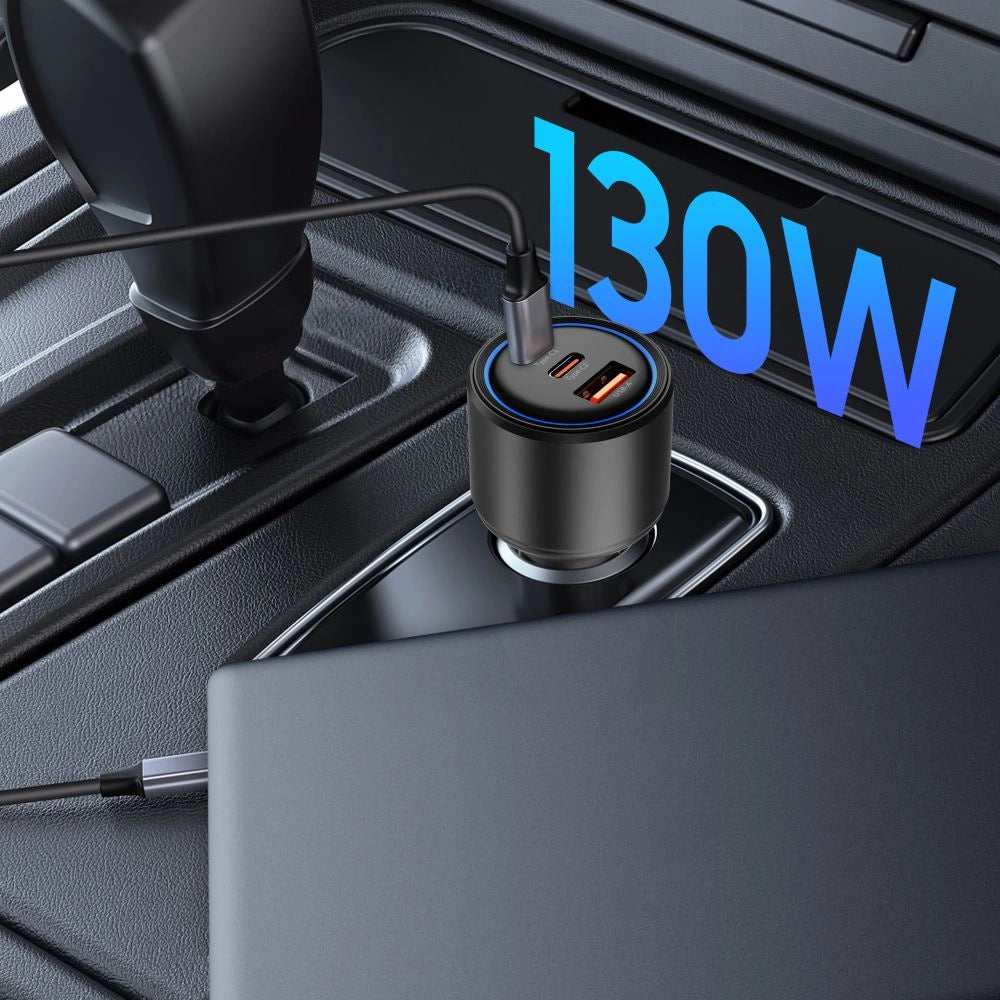 CC04 3-port PD130W car charger - black_4