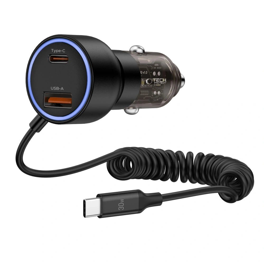 CC05 Car Charger 2-Port PD60 W + USB-C Cable - Black_1
