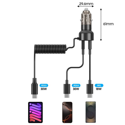 CC05 Car Charger 2-Port PD60 W + USB-C Cable - Black_2