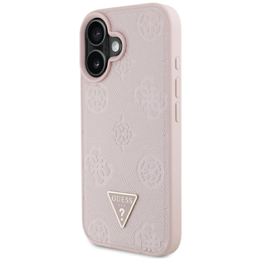 Guess Grained Hot Stamp Peony Triangle Logo MagSafe iPhone 16 Case - Pink_1