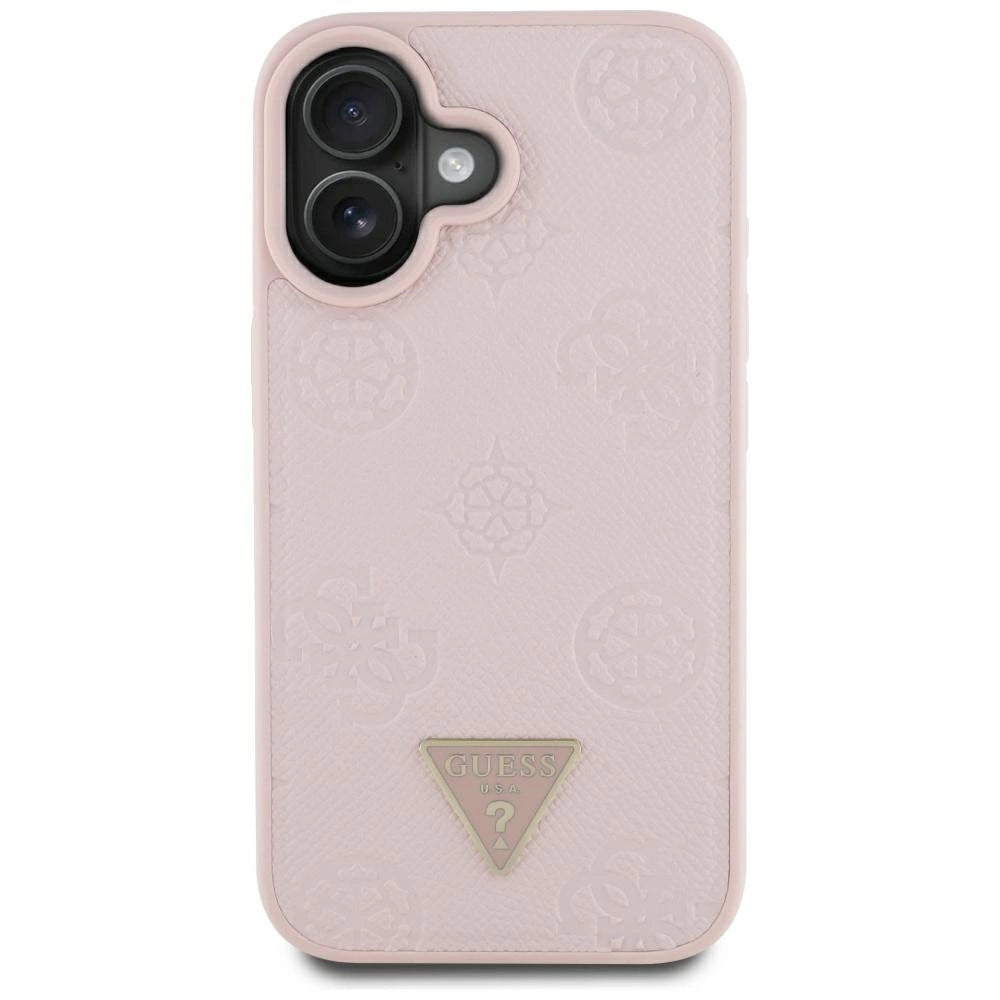 Guess Grained Hot Stamp Peony Triangle Logo MagSafe iPhone 16 Case - Pink_2