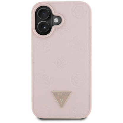 Guess Grained Hot Stamp Peony Triangle Logo MagSafe iPhone 16 Case - Pink_2