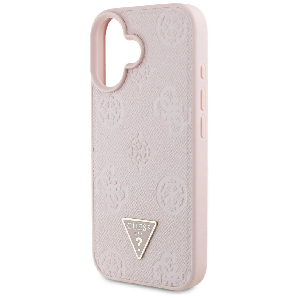 Guess Grained Hot Stamp Peony Triangle Logo MagSafe iPhone 16 Case - Pink_5