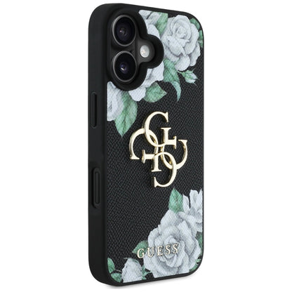 Guess Grained Roses Big 4G logo case for iPhone 16 - black_3