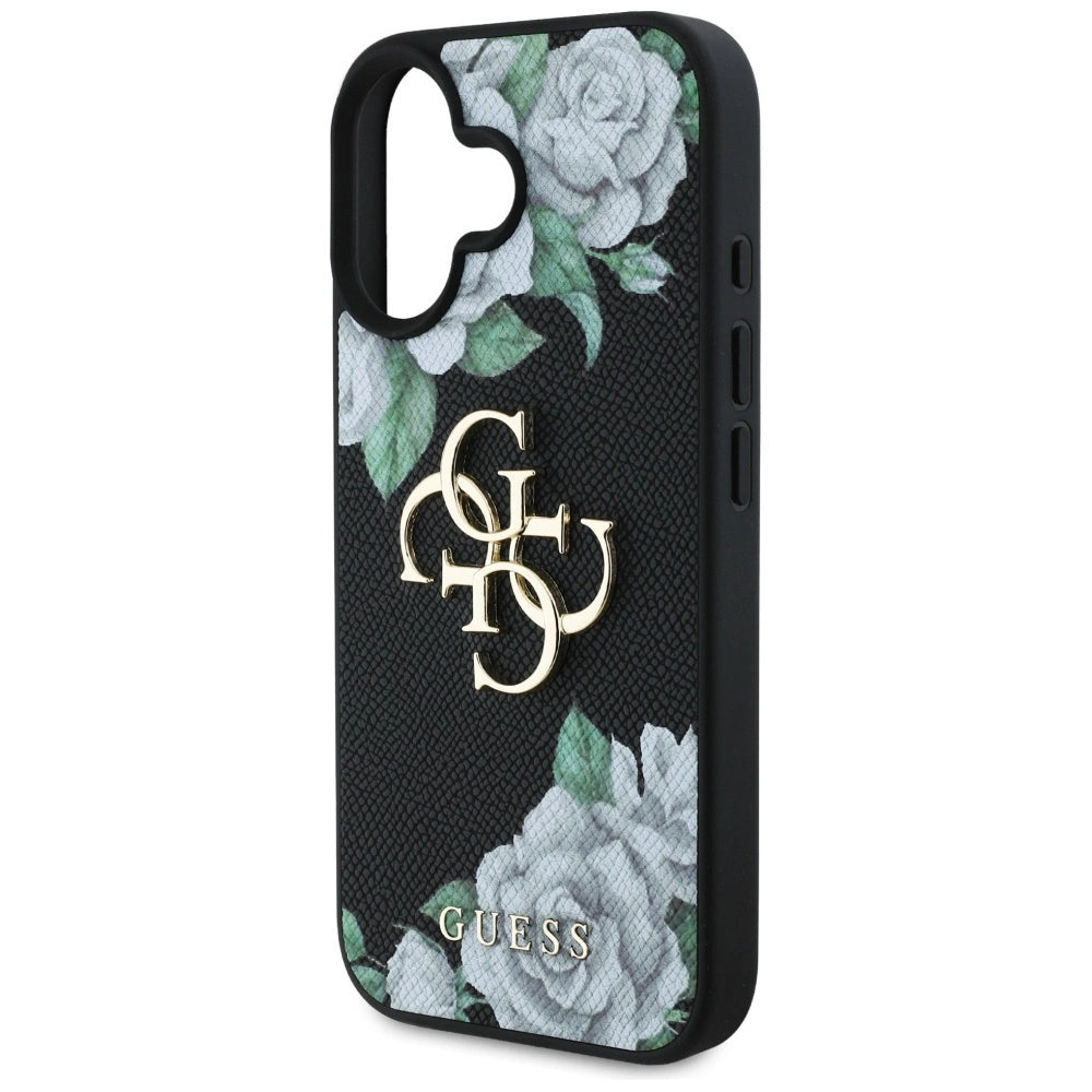 Guess Grained Roses Big 4G logo case for iPhone 16 - black_5
