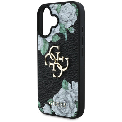Guess Grained Roses Big 4G logo case for iPhone 16 - black_5