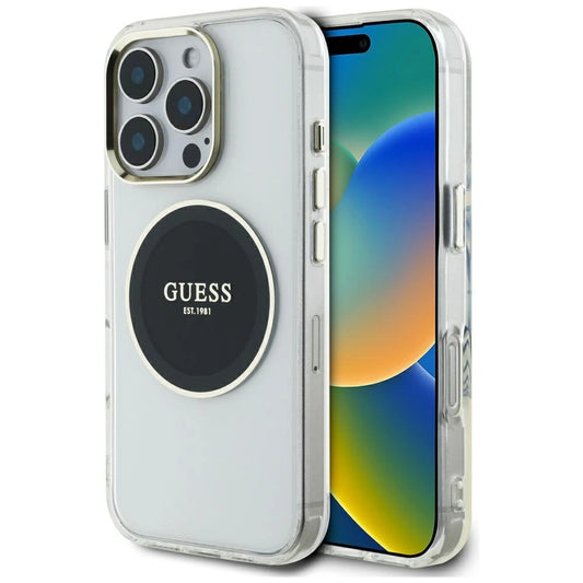 Guess IML Metal Colored Circle Classic Logo MagSafe case for iPhone 16 Pro - black_0