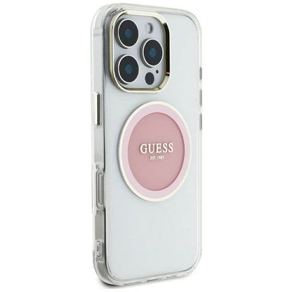 Guess IML Metal Colored Circle Classic Logo MagSafe case for iPhone 16 Pro Max - pink_3