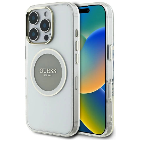 Guess IML Metal Colored Circle Classic Logo MagSafe case for iPhone 16 Pro Max - gray_0