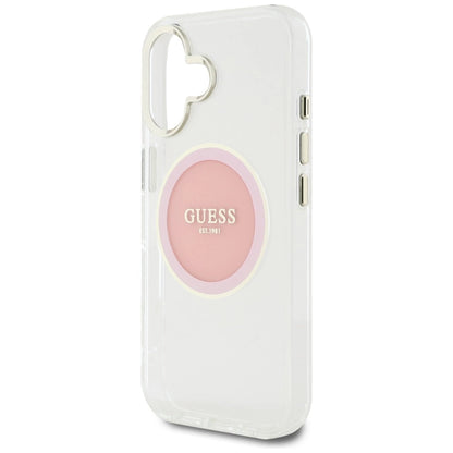 Guess IML Metal Colored Circle Classic Logo MagSafe iPhone 16 Case - Pink_5