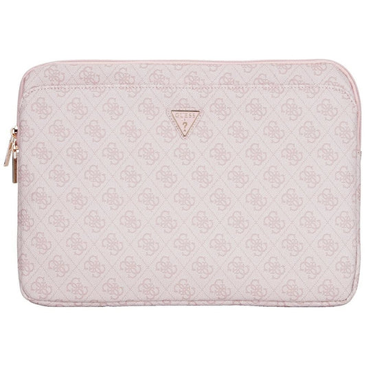 Guess Sleeve 4G Zipper Pocket Triangle Logo 14&quot; Laptop Bag - Pink_0
