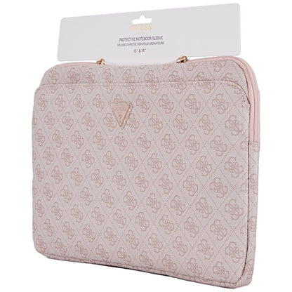 Guess Sleeve 4G Zipper Pocket Triangle Logo 14&quot; Laptop Bag - Pink_3
