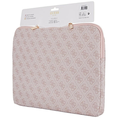 Guess Sleeve 4G Zipper Pocket Triangle Logo 14&quot; Laptop Bag - Pink_4