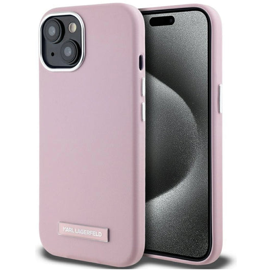 Karl Lagerfeld FW Metal Plate MagSafe iPhone 15 Case - Pink_0