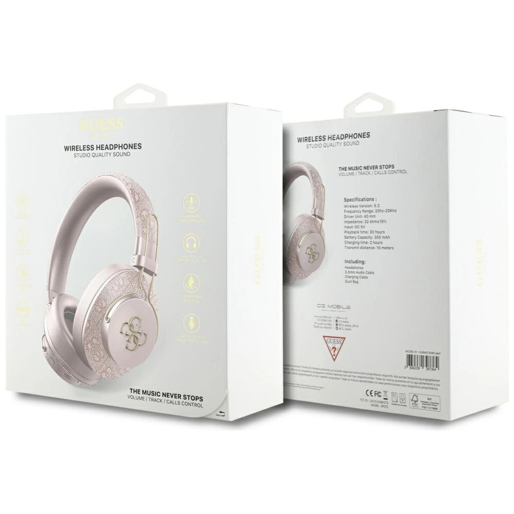 Guess ENC Metal 4G Logo On-Ear Headphones - Pink_4