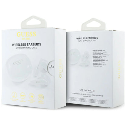 Guess Flat Classic Logo Electroplated TWS Headphones - White_5