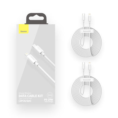 Baseus Simple Wisdom Data Cable Kit USB-C to Lightning PD 20W (2PCS/Set) 1.5m White_21