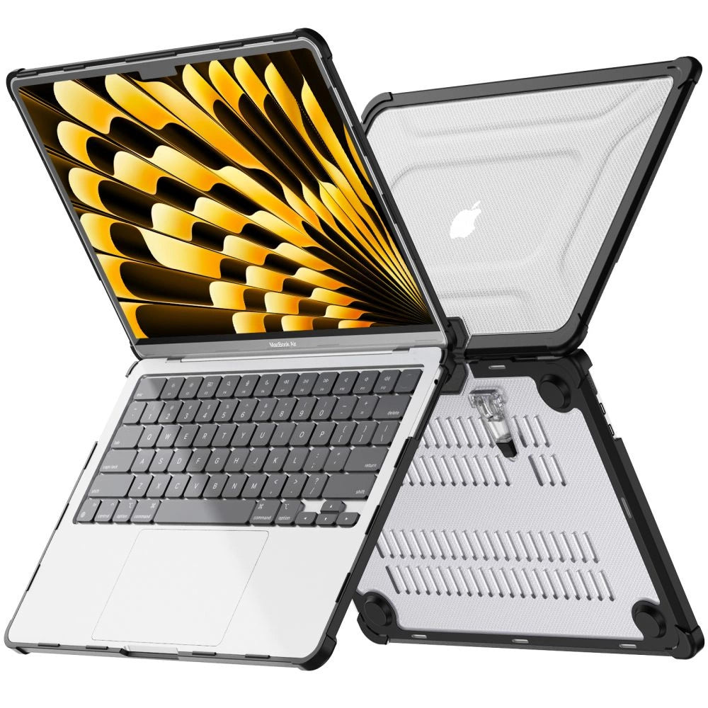Tech-Protect SmartShell Pro case for MacBook Air 13" 2023-2025 M2 / M3 / M4 - transparent and black_2