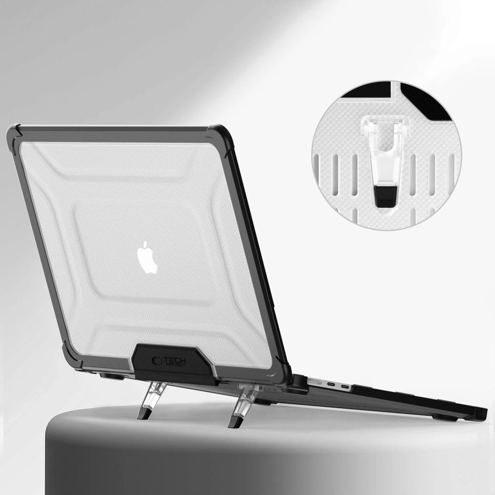 Tech-Protect SmartShell Pro case for MacBook Air 13" 2023-2025 M2 / M3 / M4 - transparent and black_3