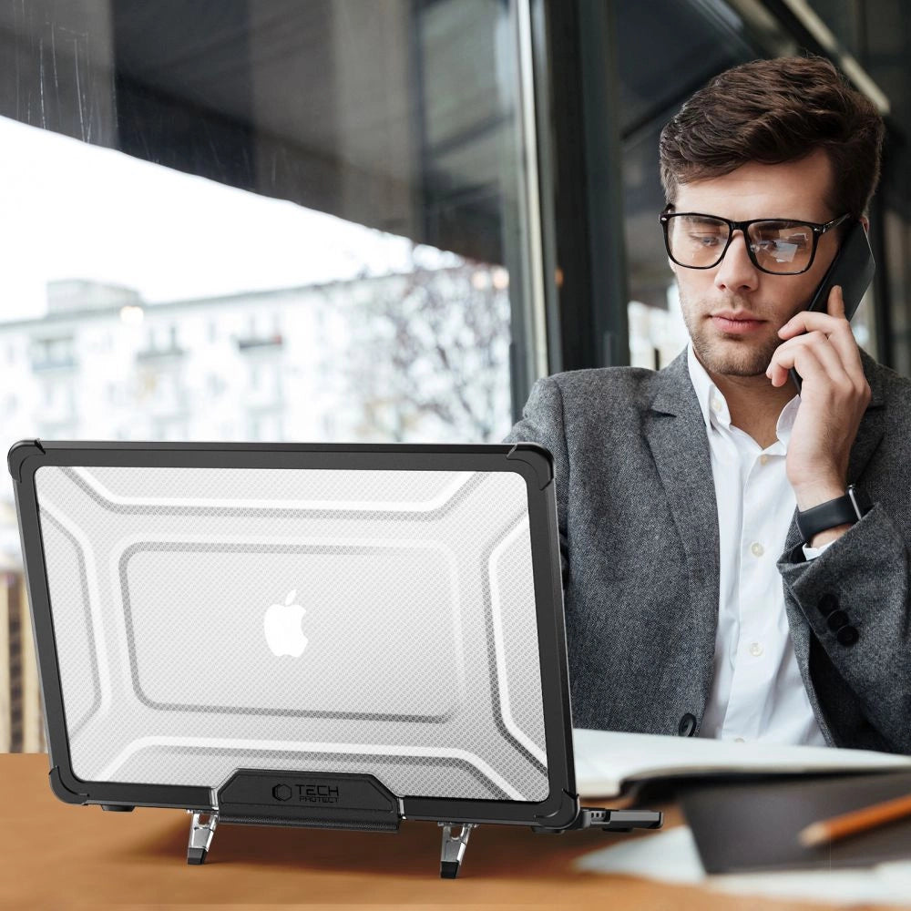 Tech-Protect SmartShell Pro case for MacBook Air 13" 2023-2025 M2 / M3 / M4 - transparent and black_7