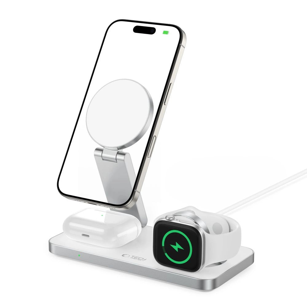 Tech-Protect QI15W-A47 MagSafe 3in1 Inductive Charger + USB-C Cable - White_1